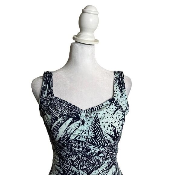 Vintage Rose Marie Reid One Piece Ruched Style Blue Tropical Foliage Swim Suit 8 - Picture 5 of 7